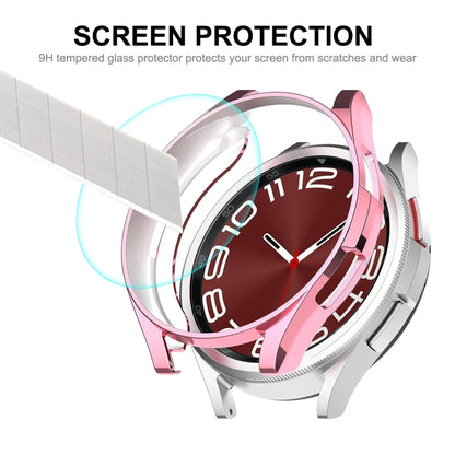 For Samsung Galaxy Watch6 Classic 47mm ENKAY Hat-Prince Electroplated Soft TPU Case + 0.2mm 9H Glass Screen Protector(Silver) - Watch Cases by ENKAY | Online Shopping South Africa | PMC Jewellery