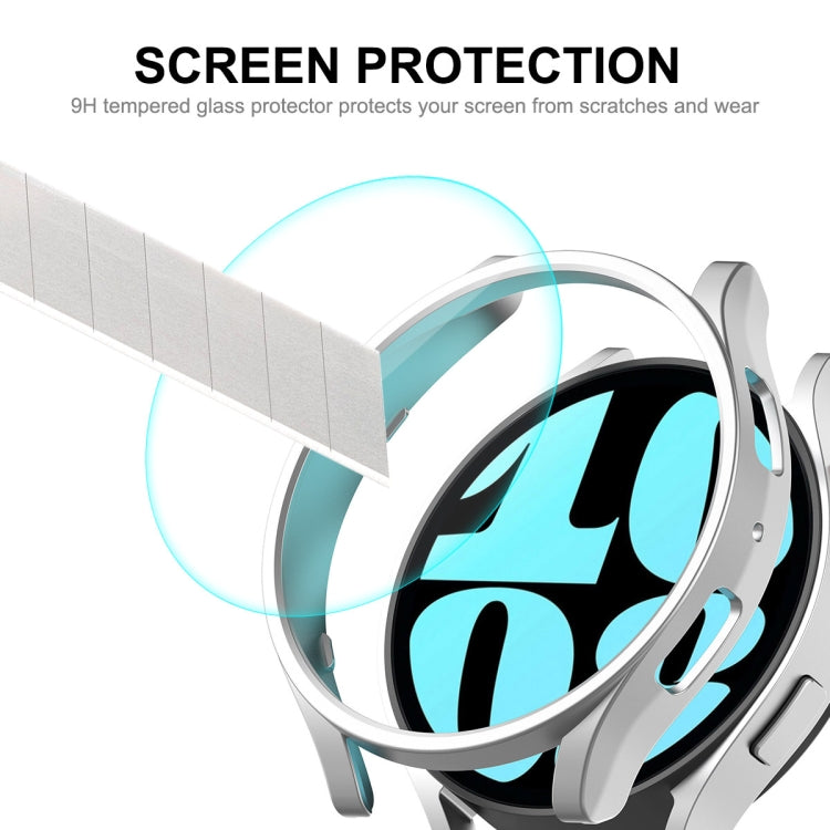 For Samsung Galaxy Watch6 40mm ENKAY Hat-Prince Electroplated Hard PC Case + 0.2mm 9H Glass Screen Protector(Silver) - Watch Cases by ENKAY | Online Shopping South Africa | PMC Jewellery