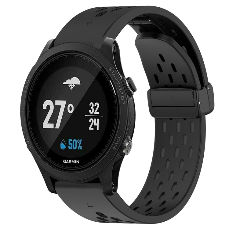 Compatible with Garmin Compatible witherunner 935 22mm Folding Buckle Hole Silicone Watch Band(Black) - free shipping - PMC TechLife - Order now!