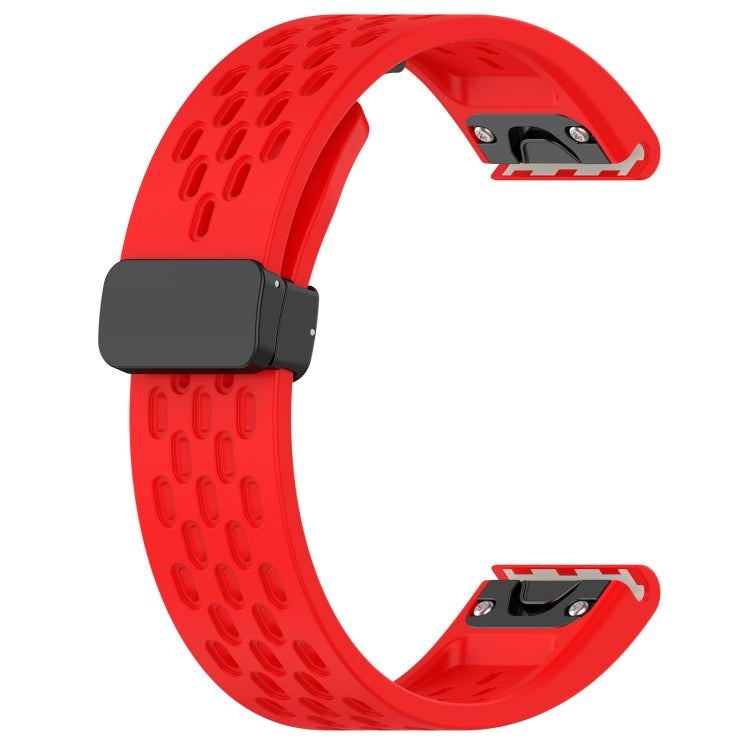 Compatible with Garmin Descent G1 Solar 22mm Folding Buckle Hole Silicone Watch Band(Red) - free shipping - PMC TechLife - Order now!