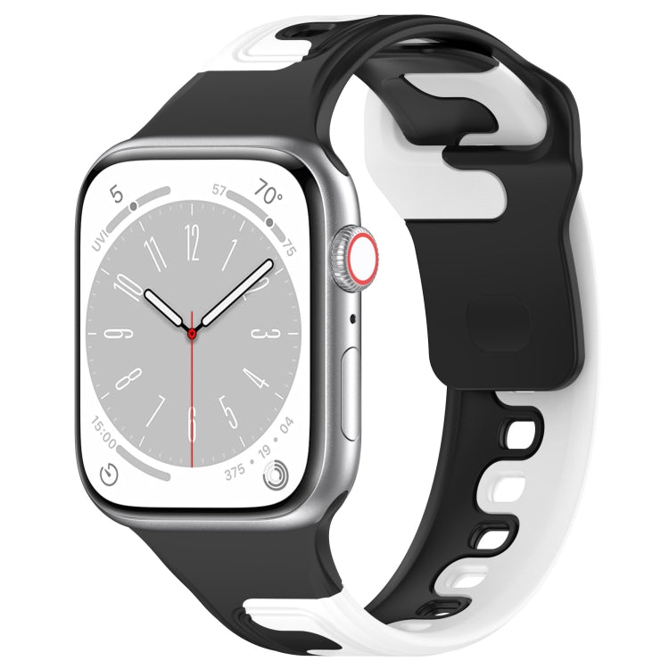 For Apple Watch 8 45mm Double Color Silicone Watch Band(Black+White) - Watch Bands by PMC TechLife | Online Shopping South Africa | PMC TechLife