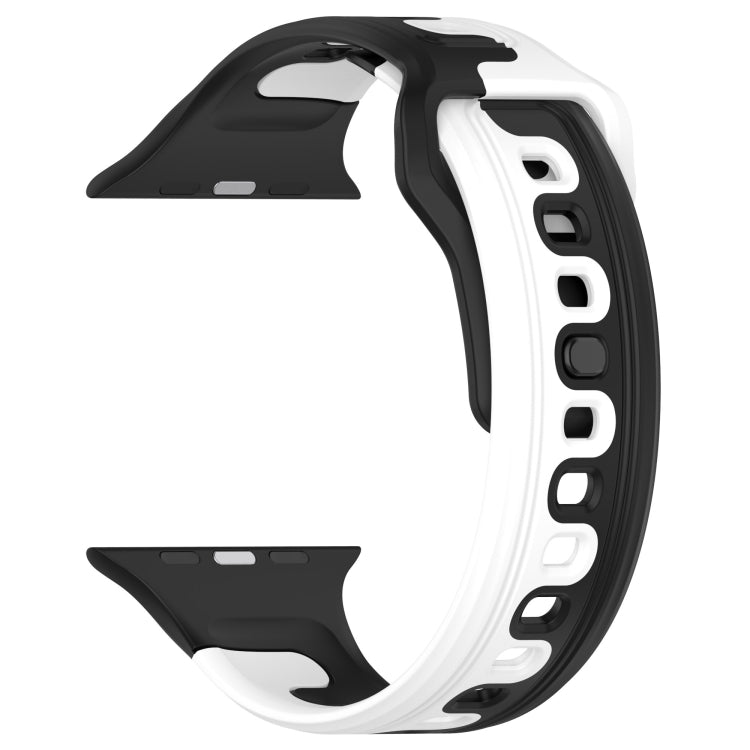 For Apple Watch 8 45mm Double Color Silicone Watch Band(Black+White) - Watch Bands by PMC TechLife | Online Shopping South Africa | PMC TechLife