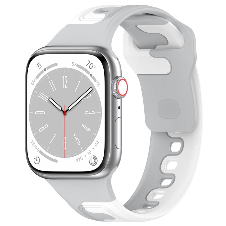For Apple Watch 8 41mm Double Color Silicone Watch Band(Grey+White) - Watch Bands by PMC TechLife | Online Shopping South Africa | PMC TechLife