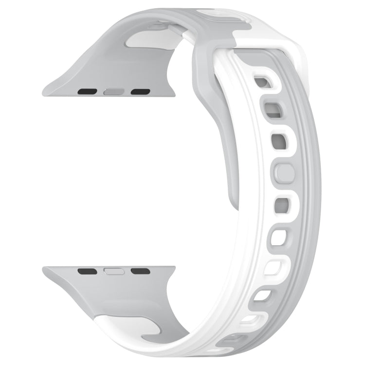 For Apple Watch 8 41mm Double Color Silicone Watch Band(Grey+White) - Watch Bands by PMC TechLife | Online Shopping South Africa | PMC TechLife