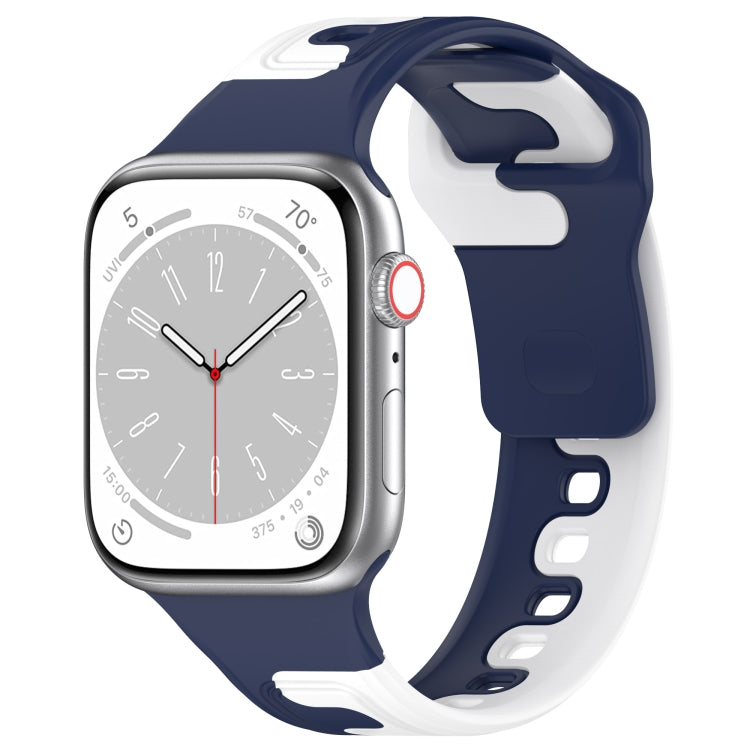 For Apple Watch SE 40mm Double Color Silicone Watch Band(Blue+White) - Watch Bands by PMC TechLife | Online Shopping South Africa | PMC TechLife