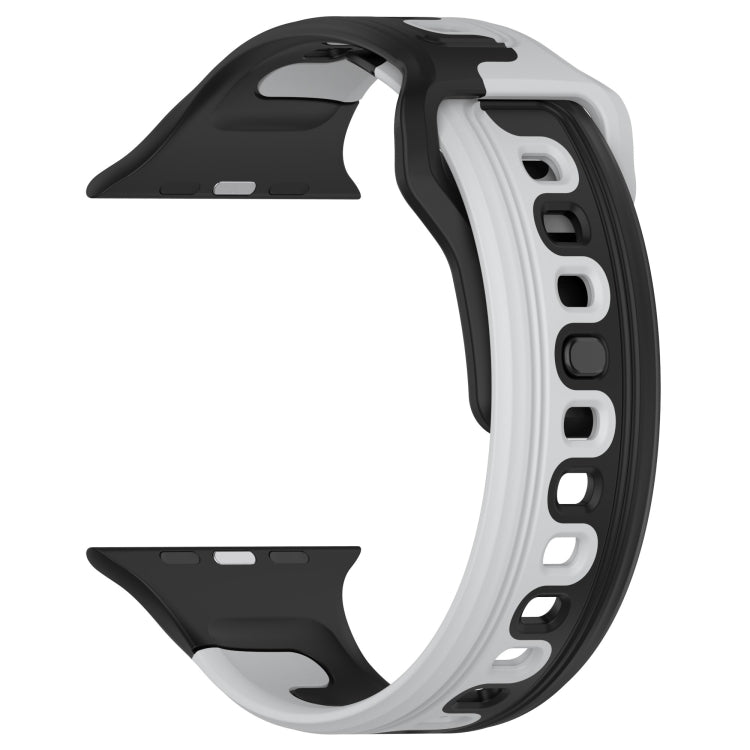 For Apple Watch 5 44mm Double Color Silicone Watch Band(Black+Grey) - Watch Bands by PMC TechLife | Online Shopping South Africa | PMC TechLife