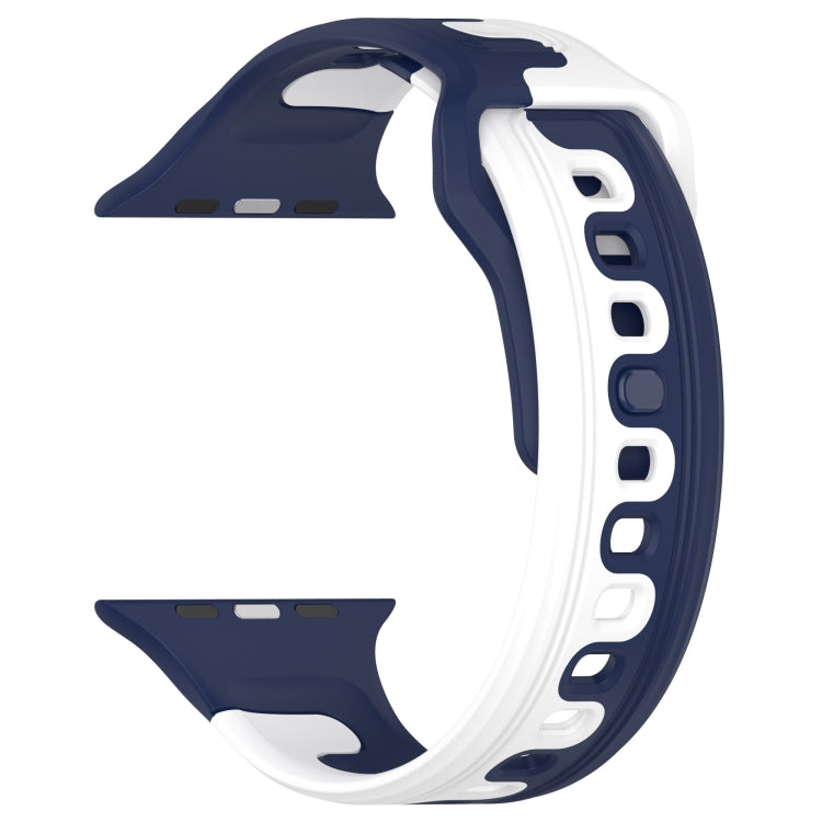 For Apple Watch 5 40mm Double Color Silicone Watch Band(Blue+White) - Watch Bands by PMC TechLife | Online Shopping South Africa | PMC TechLife