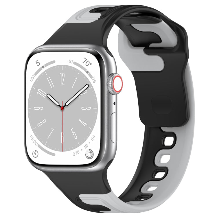 For Apple Watch 3 42mm Double Color Silicone Watch Band(Black+Grey) - Watch Bands by PMC TechLife | Online Shopping South Africa | PMC TechLife