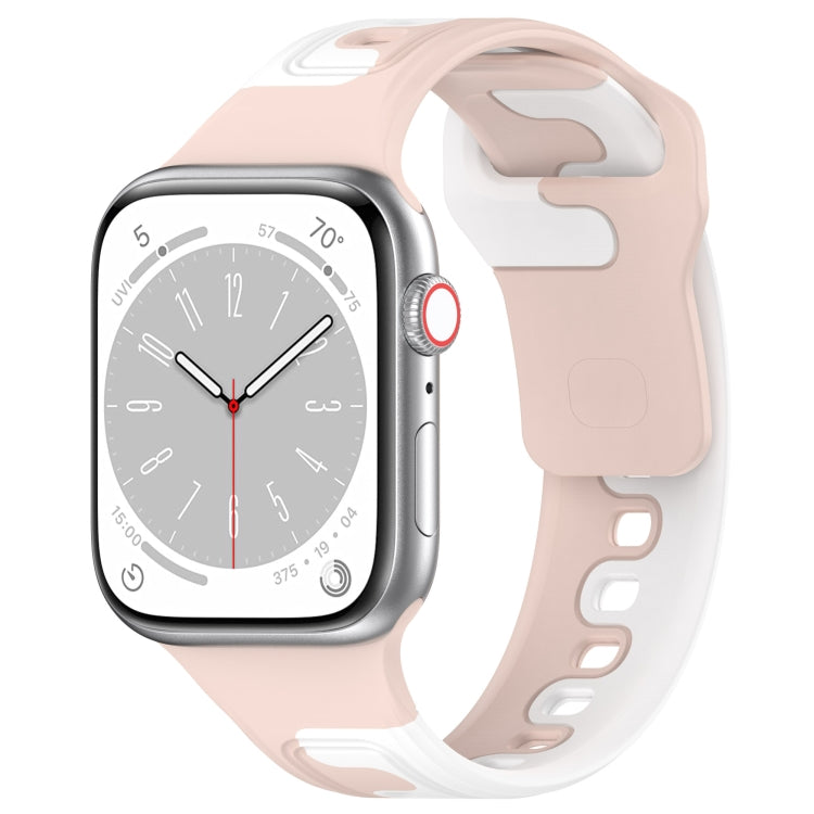 For Apple Watch 2 42mm Double Color Silicone Watch Band(Pink+White) - Watch Bands by PMC TechLife | Online Shopping South Africa | PMC TechLife