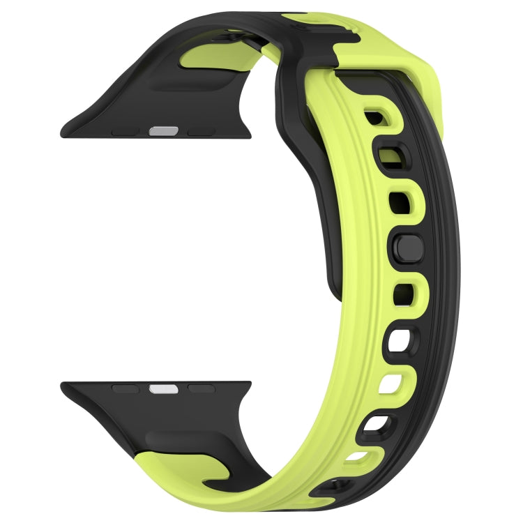 For Apple Watch 42mm Double Color Silicone Watch Band(Black+Green) - Watch Bands by PMC TechLife | Online Shopping South Africa | PMC TechLife
