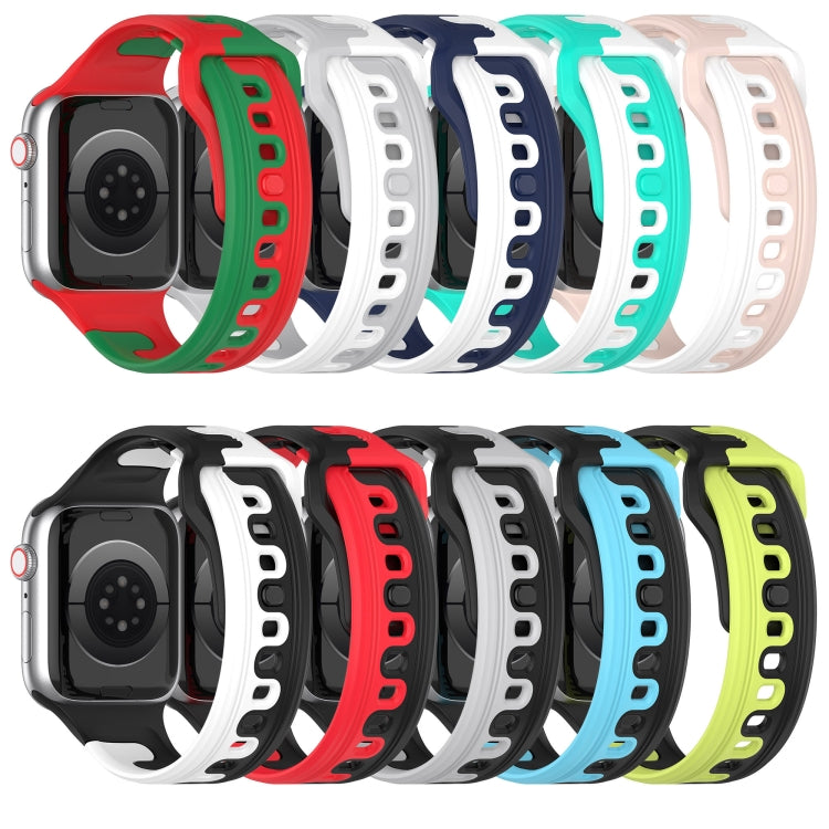 For Apple Watch 2 42mm Double Color Silicone Watch Band(Pink+White) - Watch Bands by PMC TechLife | Online Shopping South Africa | PMC TechLife