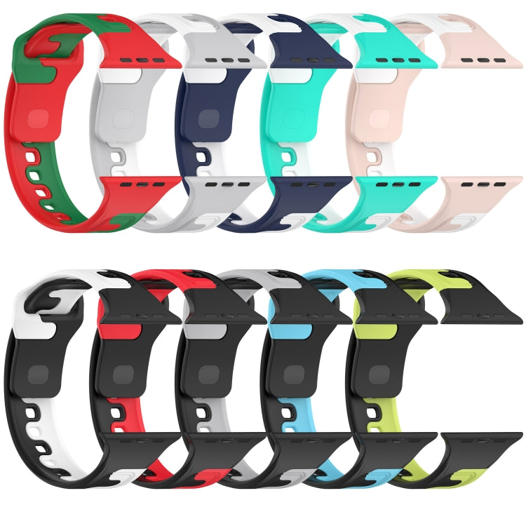 For Apple Watch SE 44mm Double Color Silicone Watch Band(Blue+White) - Watch Bands by PMC TechLife | Online Shopping South Africa | PMC TechLife