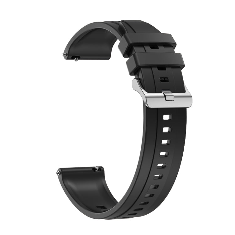 For Huawei Watch GT4 46mm Tire Pattern Silver Buckle Silicone Watch Band(Black) - Watch Bands by PMC TechLife | Online Shopping South Africa | PMC TechLife