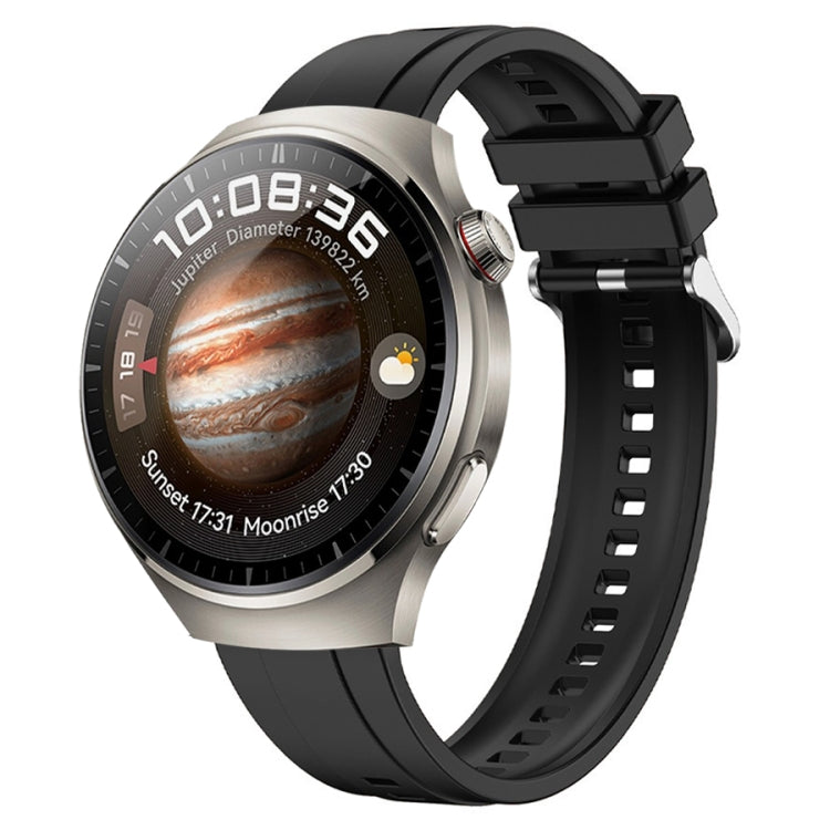 For Huawei Watch 4 Pro Tire Pattern Silver Buckle Silicone Watch Band(Black) - Watch Bands by PMC TechLife | Online Shopping South Africa | PMC TechLife