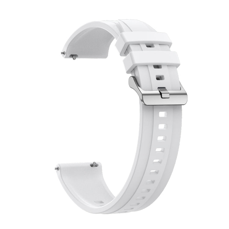 For Huawei Watch 3 / 3 Pro Tire Pattern Silver Buckle Silicone Watch Band(White) - Watch Bands by PMC TechLife | Online Shopping South Africa | PMC TechLife