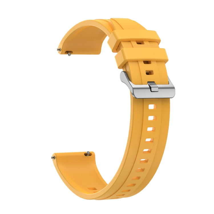 For Huawei Watch 3 / 3 Pro Tire Pattern Silver Buckle Silicone Watch Band(Yellow) - Watch Bands by PMC TechLife | Online Shopping South Africa | PMC TechLife