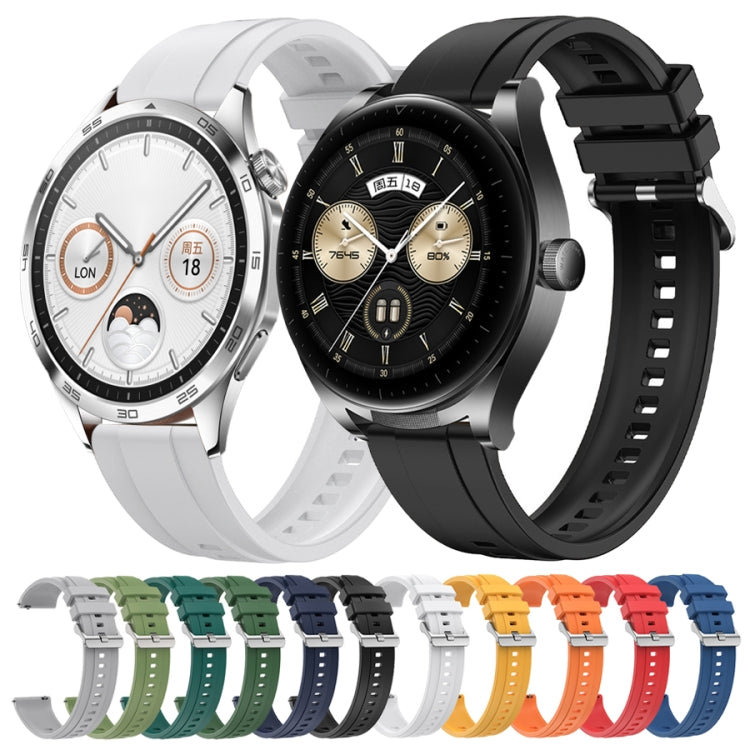 For Huawei Watch3 Pro New / GT Runner Tire Pattern Silver Buckle Silicone Watch Band(Red) - Watch Bands by PMC TechLife | Online Shopping South Africa | PMC TechLife