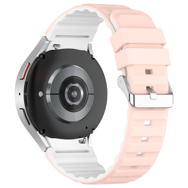 For Samsung Galaxy Watch 6 Classic Two Color Horizontal Silicone Watch Band(Pink White) - Watch Bands by PMC TechLife | Online Shopping South Africa | PMC TechLife