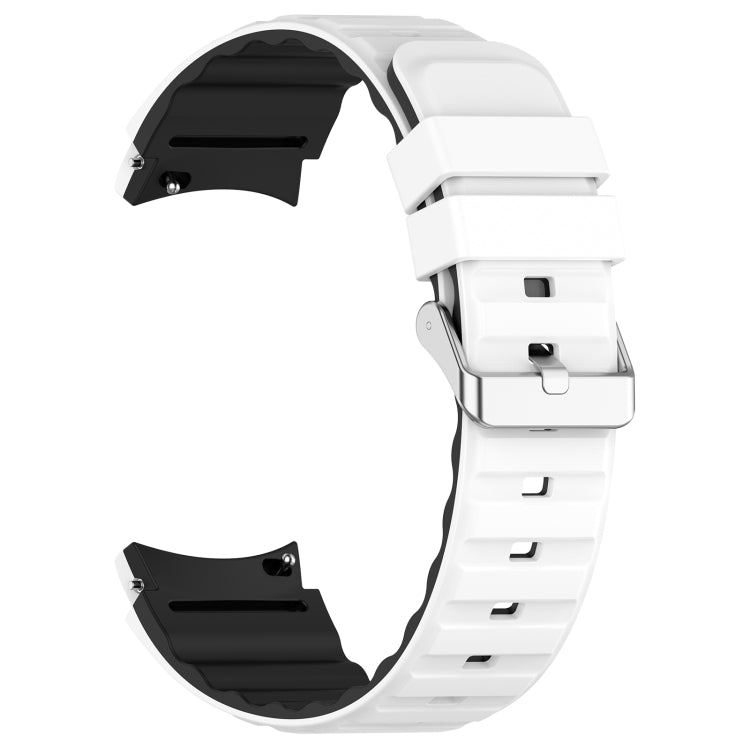 For Samsung Galaxy Watch 6 Classic Two Color Horizontal Silicone Watch Band(White Black) - Watch Bands by PMC TechLife | Online Shopping South Africa | PMC TechLife