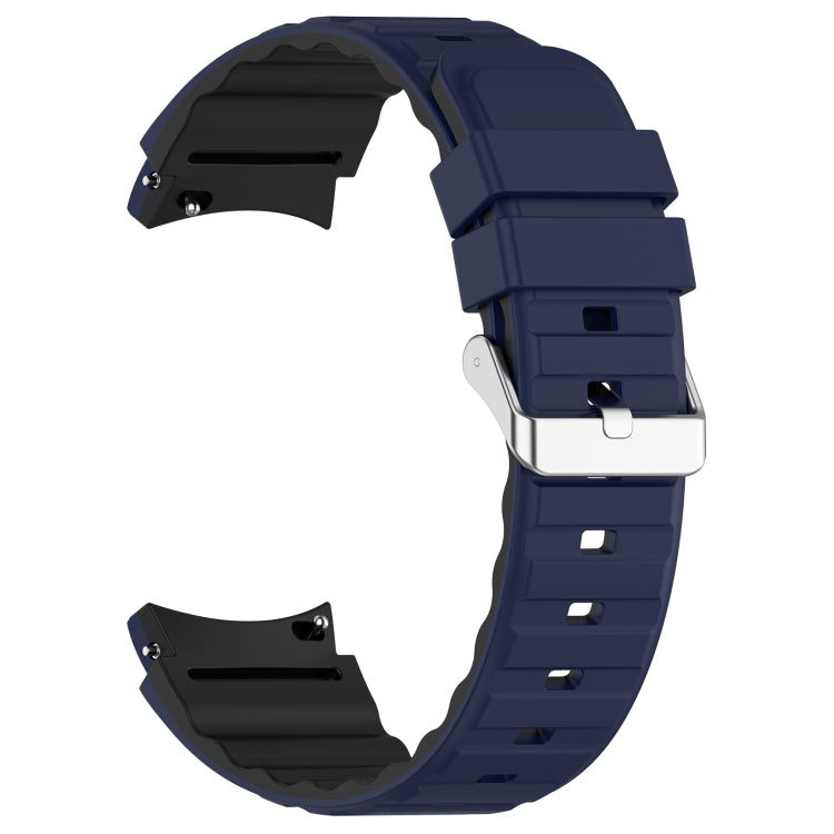 For Samsung Galaxy Watch 6 Classic Two Color Horizontal Silicone Watch Band(Blue Black) - Watch Bands by PMC TechLife | Online Shopping South Africa | PMC TechLife