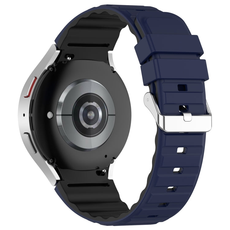 For Samsung Galaxy Watch 5 Two Color Horizontal Silicone Watch Band(Blue Black) - Watch Bands by PMC TechLife | Online Shopping South Africa | PMC TechLife