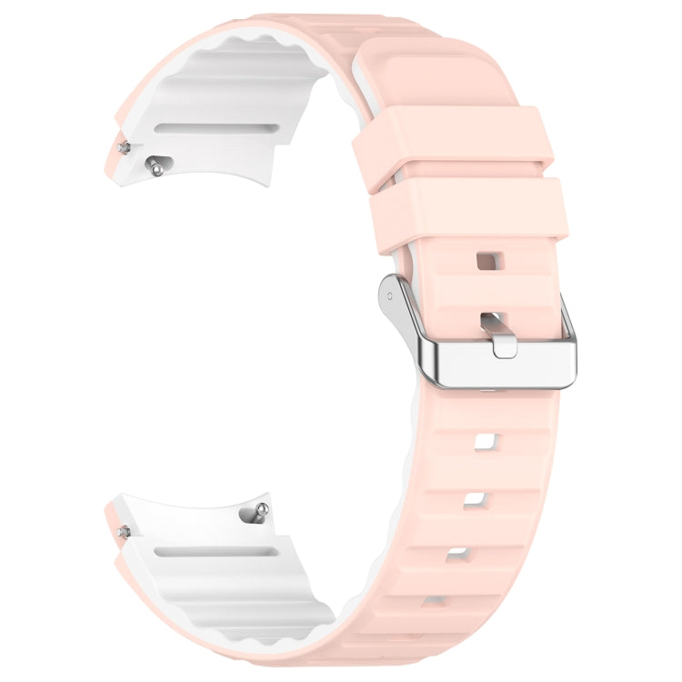 For Samsung Galaxy Watch 5 Pro Two Color Horizontal Silicone Watch Band(Pink White) - Watch Bands by PMC TechLife | Online Shopping South Africa | PMC TechLife