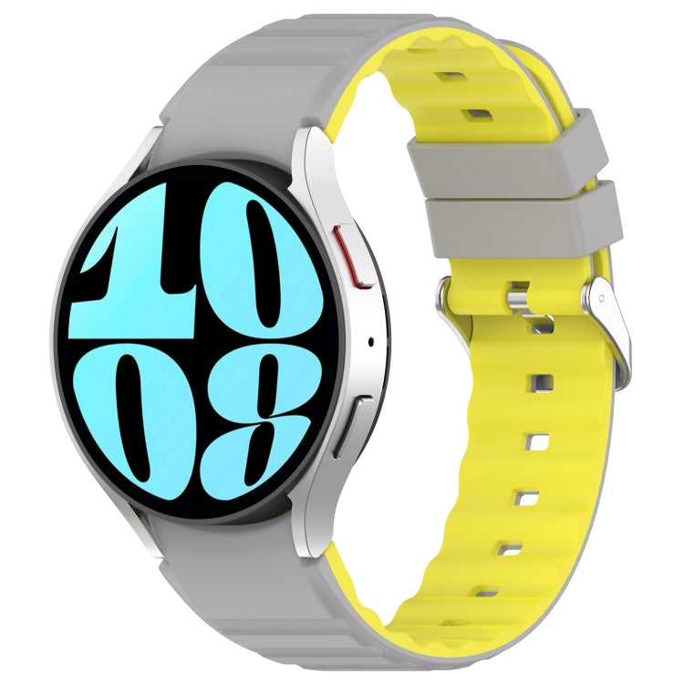 For Samsung Galaxy Watch 5 Pro Two Color Horizontal Silicone Watch Band(Grey Yellow) - Watch Bands by PMC TechLife | Online Shopping South Africa | PMC TechLife