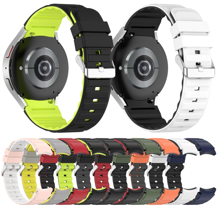 For Samsung Galaxy Watch 3 41mm Two Color Horizontal Silicone Watch Band(White Black) - Watch Bands by PMC TechLife | Online Shopping South Africa | PMC TechLife