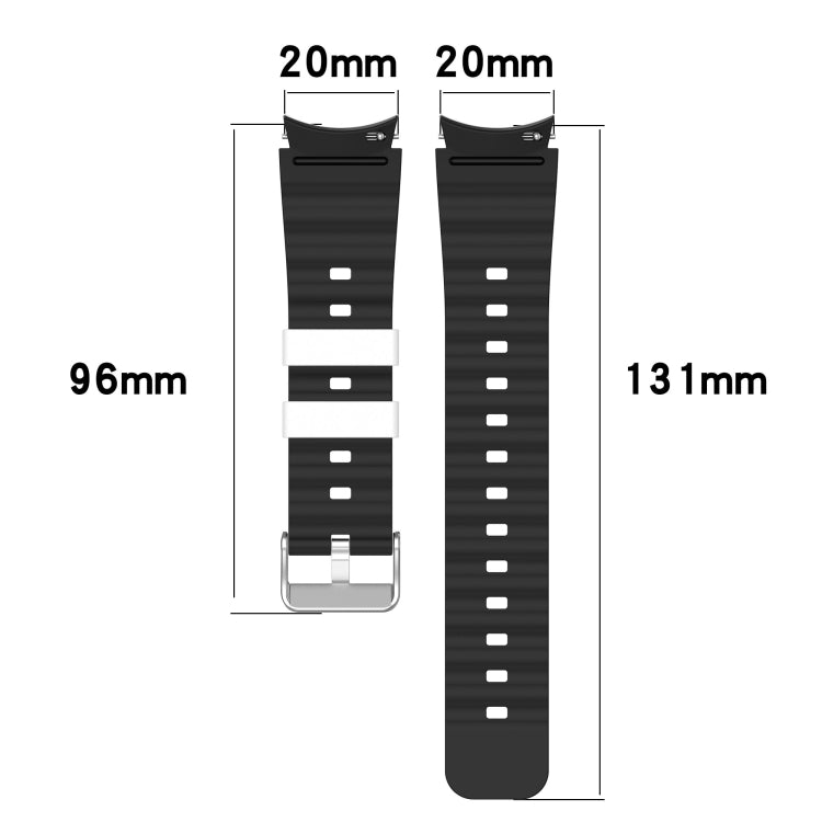 For Samsung Galaxy Watch 6 Two Color Horizontal Silicone Watch Band(Blue Black) - Watch Bands by PMC TechLife | Online Shopping South Africa | PMC TechLife