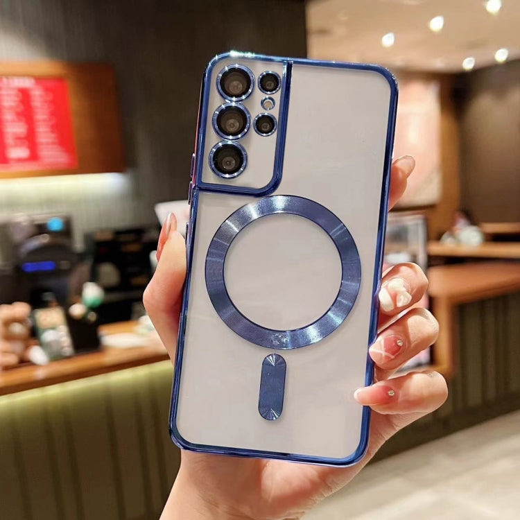 For Samsung Galaxy S21 Ultra 5G MagSafe Electroplating TPU Phone Case(Blue) - Galaxy S21 Ultra 5G Cases by PMC TechLife | Online Shopping South Africa | PMC TechLife