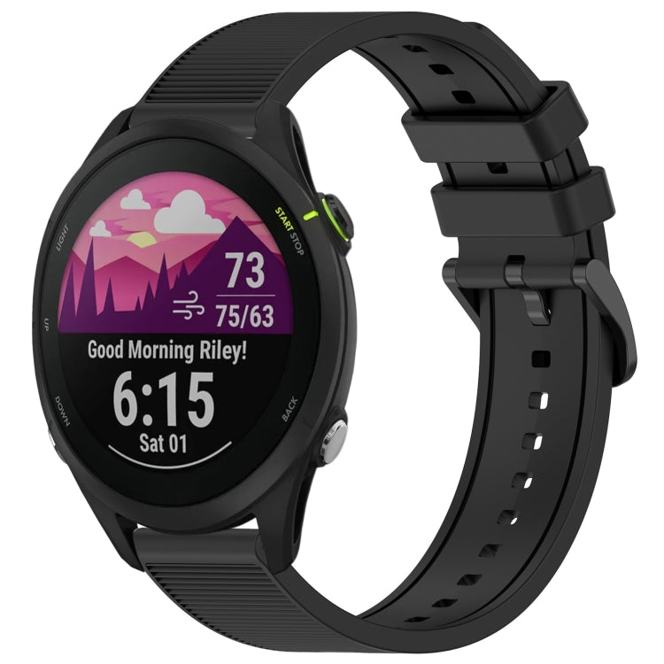 Compatible with Garmin Compatible witherunner 255 Music 22mm Textured Silicone Solid Color Watch Band(Black) - Watch Bands by PMC TechLife | Online Shopping South Africa | PMC TechLife | Buy Now Pay Later Mobicred