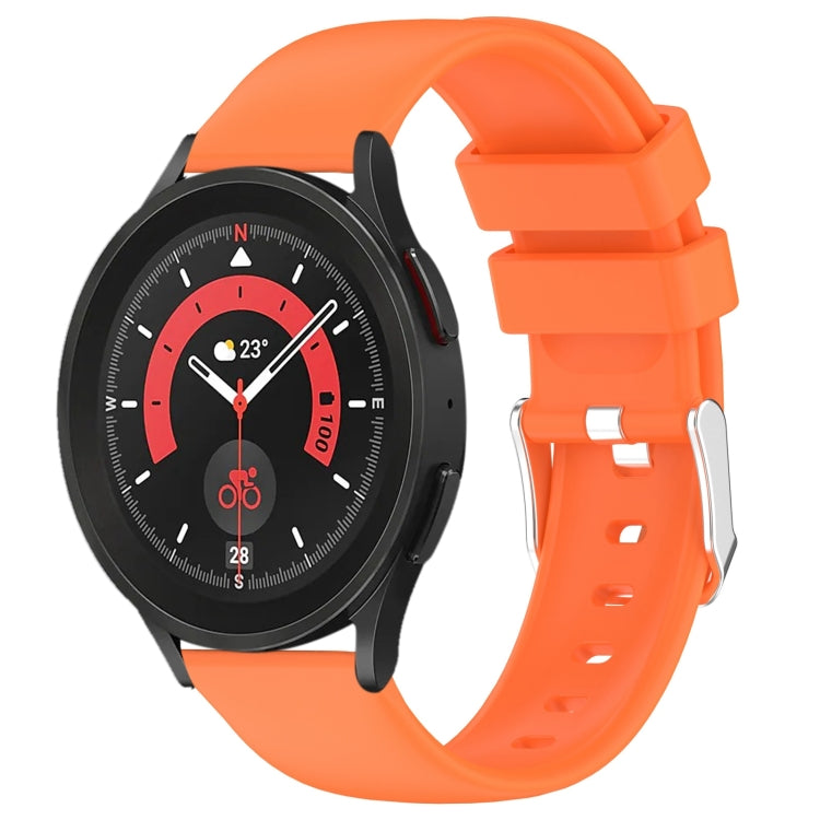 For Samsung Galaxy Watch 5 Pro  45mm 20mm Smooth Solid Color Silicone Watch Band(Orange) - Watch Bands by PMC TechLife | Online Shopping South Africa | PMC TechLife | Buy Now Pay Later Mobicred