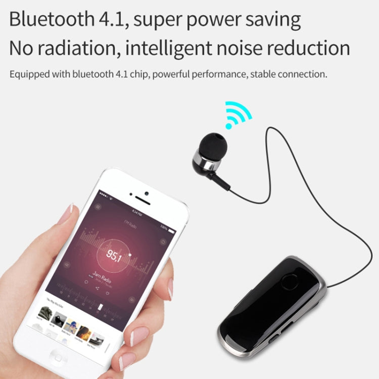 K39 Wireless Bluetooth Headset CSR DSP chip In-Ear Vibrating Alert Wear Clip Hands Free Earphone (Black) - Bluetooth Earphone by PMC TechLife | Online Shopping South Africa | PMC TechLife