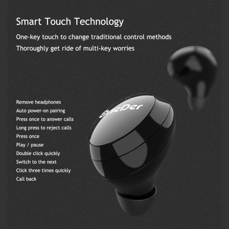 OneDer W12 Wireless Earphone with Waterproof IPX5 HD Stereo Sound TWS Bluetooth Earphone(Black) - free shipping - PMC TechLife - Order now!