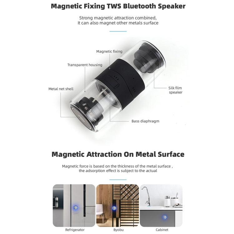 Fineblue MK-22 TWS Magnetic Absorption Bluetooth Speaker With LED Light Speaker - free shipping - PMC TechLife - Order now!