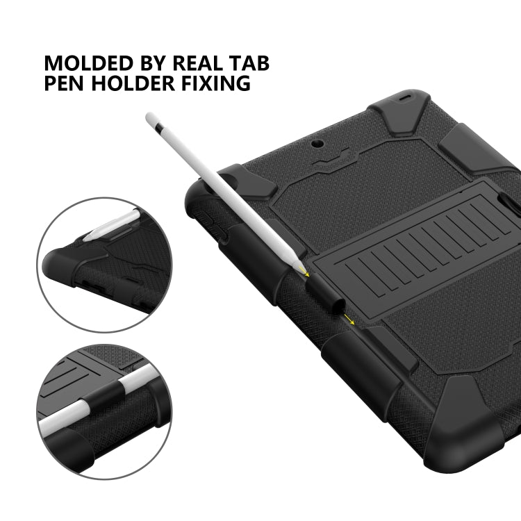 For iPad 10.2 Shockproof Two-Color Silicone Protection Case with Holder & Pen Slot(Black) - free shipping - PMC TechLife - Order now!