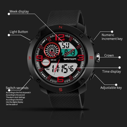 SANDA 762 Watch Men Watch Students Men Watch Fashion Trend Youth Waterproof Night light Sports Men(Red) - Sport Watches by SANDA | Online Shopping South Africa | PMC Jewellery | Buy Now Pay Later Mobicred