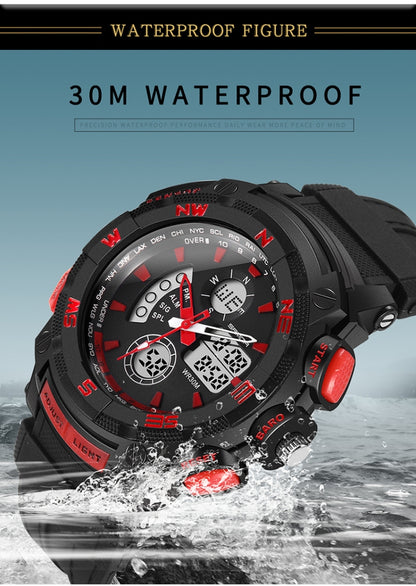 SANDA 775 Watch Male Electronic Watch Adult Middle School Students Youth Multi Functional Sports Water Proof Trend Double Watch(Red) - Sport Watches by SANDA | Online Shopping South Africa | PMC Jewellery | Buy Now Pay Later Mobicred