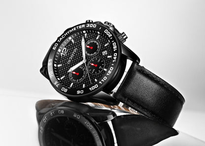 OCHSTIN 6117 Fashion Watch Leisure Leather Outdoor Sports Waterproof Watch(Black) - Leather Strap Watches by OCHSTIN | Online Shopping South Africa | PMC Jewellery | Buy Now Pay Later Mobicred