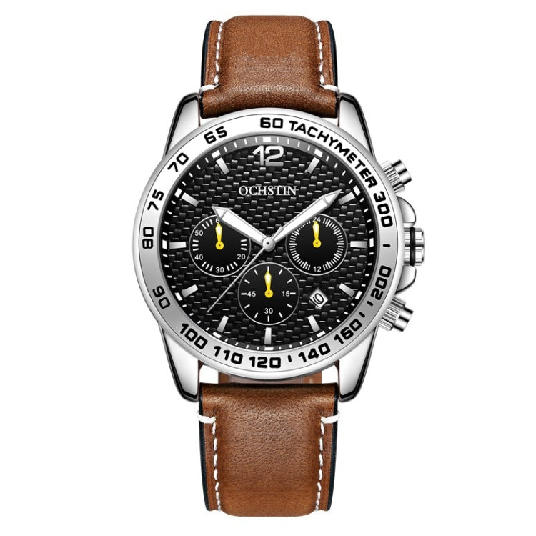 OCHSTIN 6117 Fashion Watch Leisure Leather Outdoor Sports Waterproof Watch(Brown) - Leather Strap Watches by OCHSTIN | Online Shopping South Africa | PMC Jewellery | Buy Now Pay Later Mobicred