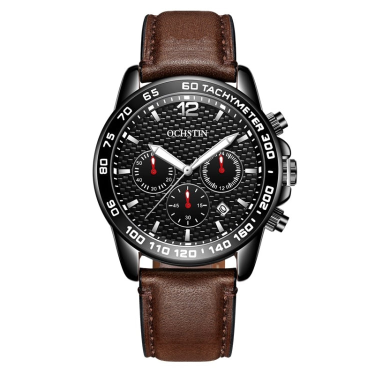 OCHSTIN 6117 Fashion Watch Leisure Leather Outdoor Sports Waterproof Watch(Coffee) - Leather Strap Watches by OCHSTIN | Online Shopping South Africa | PMC Jewellery | Buy Now Pay Later Mobicred