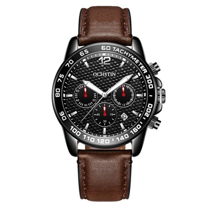 OCHSTIN 6117 Fashion Watch Leisure Leather Outdoor Sports Waterproof Watch(Coffee) - Leather Strap Watches by OCHSTIN | Online Shopping South Africa | PMC Jewellery | Buy Now Pay Later Mobicred