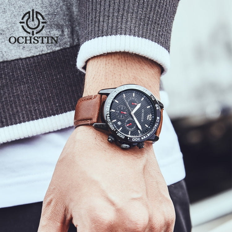 OCHSTIN 6117 Fashion Watch Leisure Leather Outdoor Sports Waterproof Watch(Coffee) - Leather Strap Watches by OCHSTIN | Online Shopping South Africa | PMC Jewellery | Buy Now Pay Later Mobicred