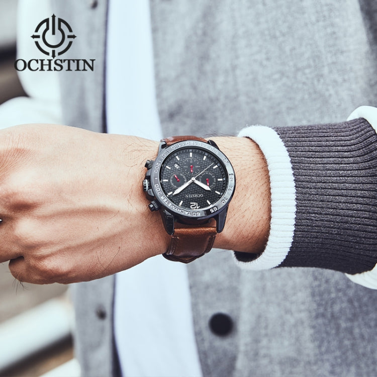 OCHSTIN 6117 Fashion Watch Leisure Leather Outdoor Sports Waterproof Watch(Coffee) - Leather Strap Watches by OCHSTIN | Online Shopping South Africa | PMC Jewellery | Buy Now Pay Later Mobicred