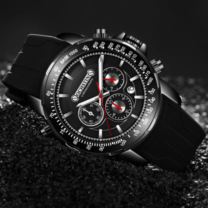 OCHSTIN 6125A Multi Function Chronograph Men  Sports Silicone Quartz Waterproof Men  Watch(Black) - Sport Watches by OCHSTIN | Online Shopping South Africa | PMC Jewellery | Buy Now Pay Later Mobicred