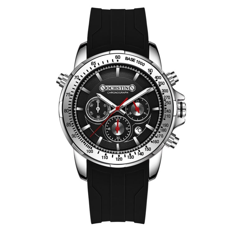 OCHSTIN 6125A Multi Function Chronograph Men  Sports Silicone Quartz Waterproof Men  Watch( Silver) - Sport Watches by OCHSTIN | Online Shopping South Africa | PMC Jewellery | Buy Now Pay Later Mobicred