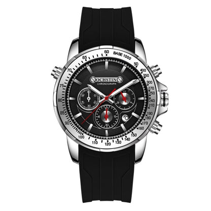 OCHSTIN 6125A Multi Function Chronograph Men  Sports Silicone Quartz Waterproof Men  Watch( Silver) - Sport Watches by OCHSTIN | Online Shopping South Africa | PMC Jewellery | Buy Now Pay Later Mobicred