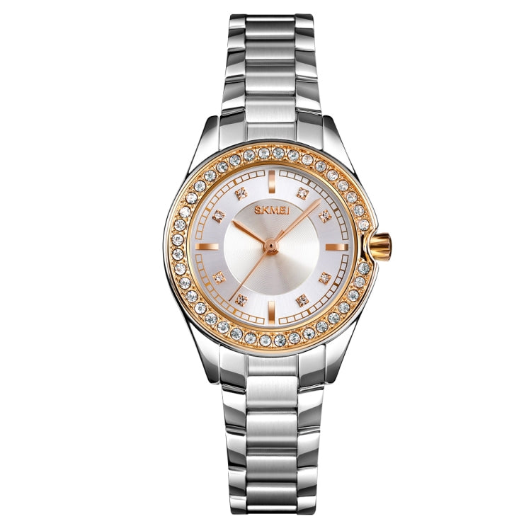 SKMEI 1534 elegant waterproof quartz steel band watch with diamond inlay(Silver  Gold) - Metal Strap Watches by SKMEI | Online Shopping South Africa | PMC Jewellery | Buy Now Pay Later Mobicred