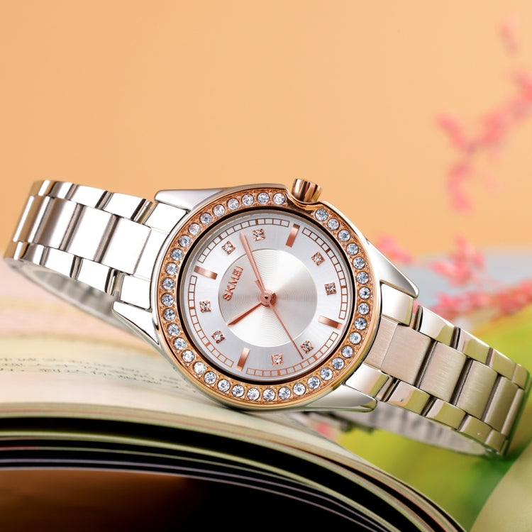 SKMEI 1534 elegant waterproof quartz steel band watch with diamond inlay(Silver  Gold) - Metal Strap Watches by SKMEI | Online Shopping South Africa | PMC Jewellery | Buy Now Pay Later Mobicred