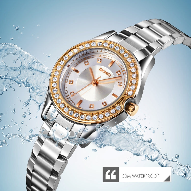 SKMEI 1534 elegant waterproof quartz steel band watch with diamond inlay(Silver  Gold) - Metal Strap Watches by SKMEI | Online Shopping South Africa | PMC Jewellery | Buy Now Pay Later Mobicred